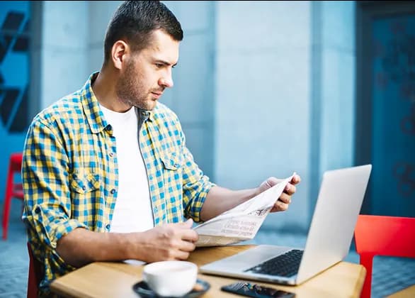 Business professional reviewing structured invoice documents